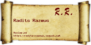 Radits Razmus névjegykártya